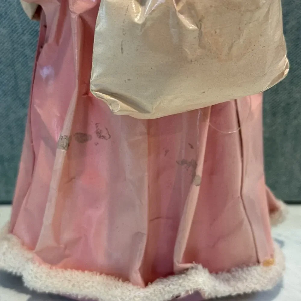 Vintage Silvestri Paper Mache' Santa Claus Pink Tree Topper Table Top 7